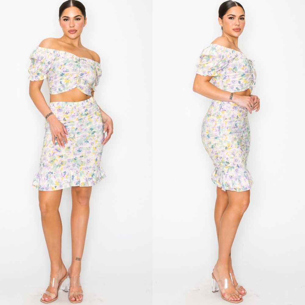 Floral Ruffle Skirt and Top Set